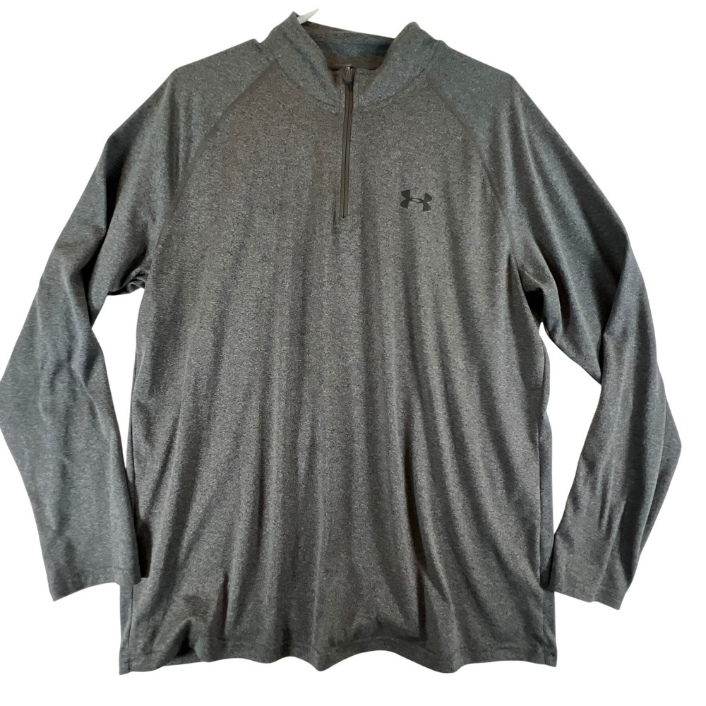 Under Armour Quarter Zip Pullover Mens Large Gray HeatGear Loose Fit Long Sleeve